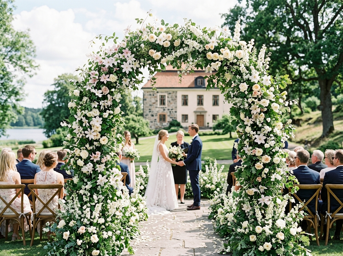 Bröllopsblommor och vigseldekoration